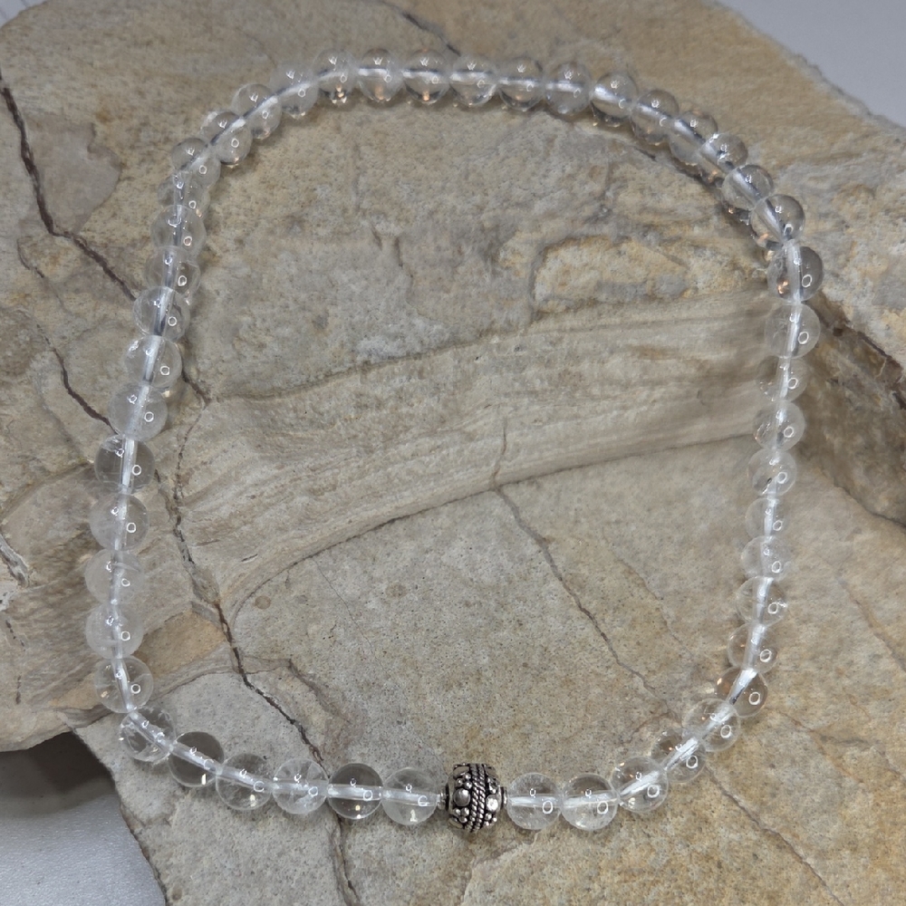 Sterling Silver Quartz Crystal Beaded Necklace Wrap Bracelet